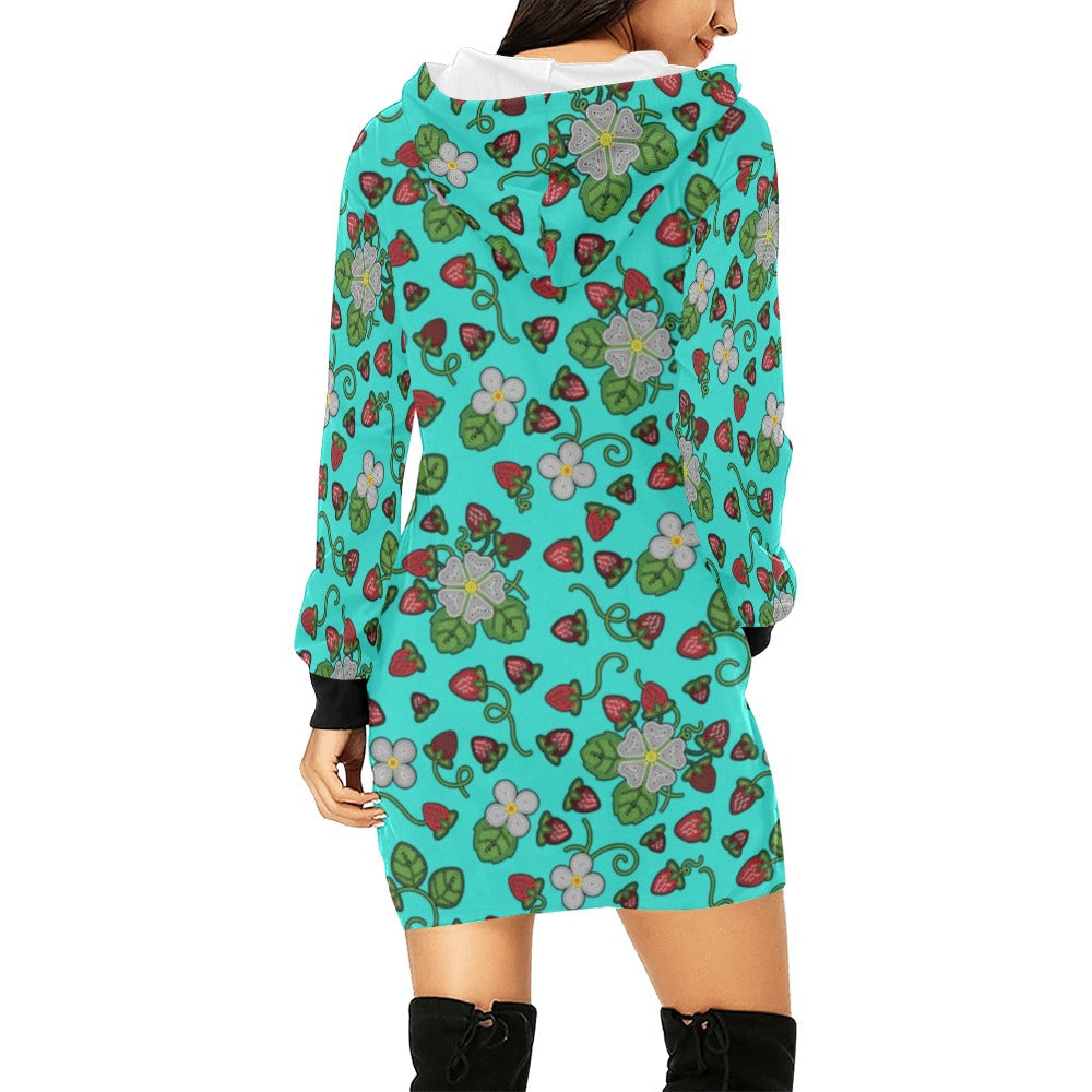 Strawberry Dreams Turquoise Hoodie Dress