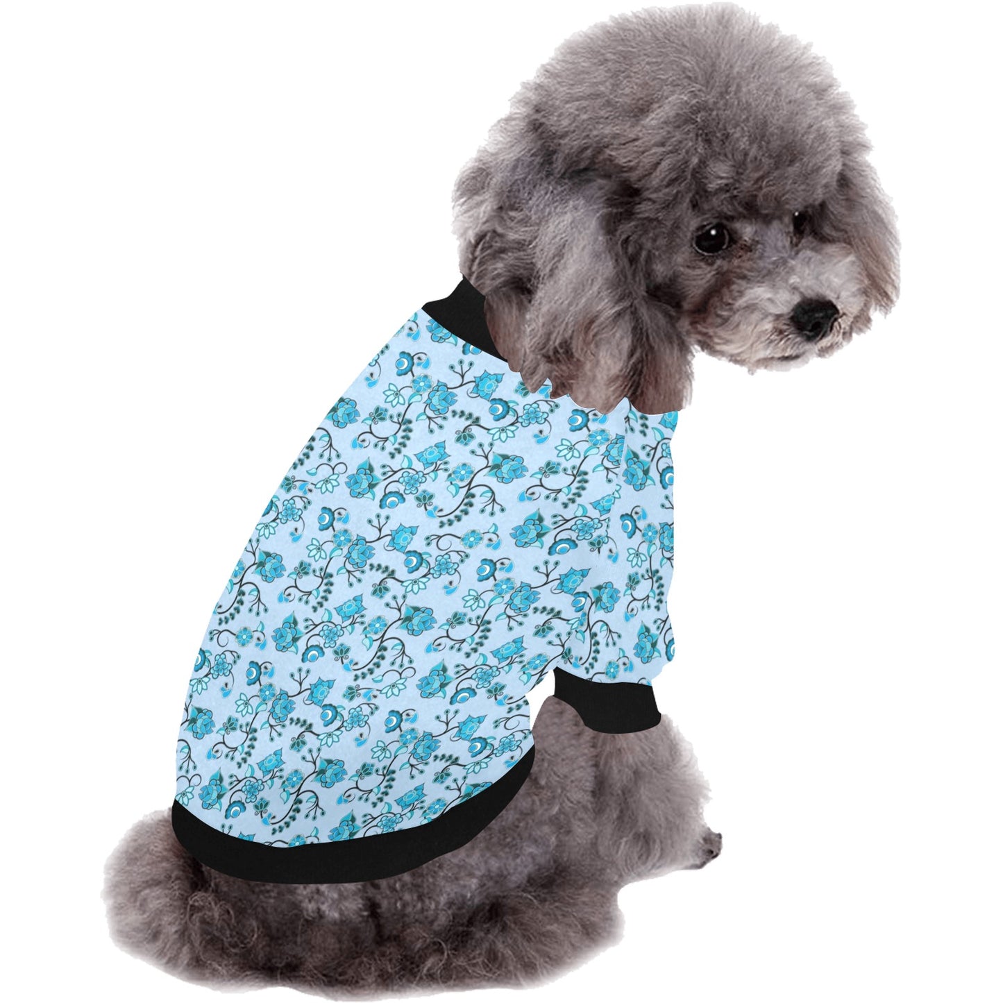 Blue Floral Amour Pet Dog Round Neck Shirt