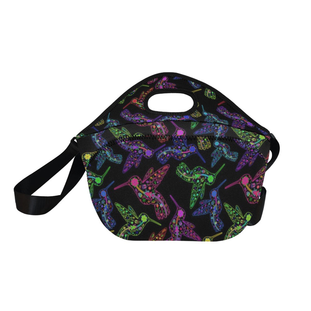 Neon Floral Hummingbirds Neoprene Lunch Bag/Large