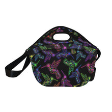 Load image into Gallery viewer, Neon Floral Hummingbirds Neoprene Lunch Bag/Large
