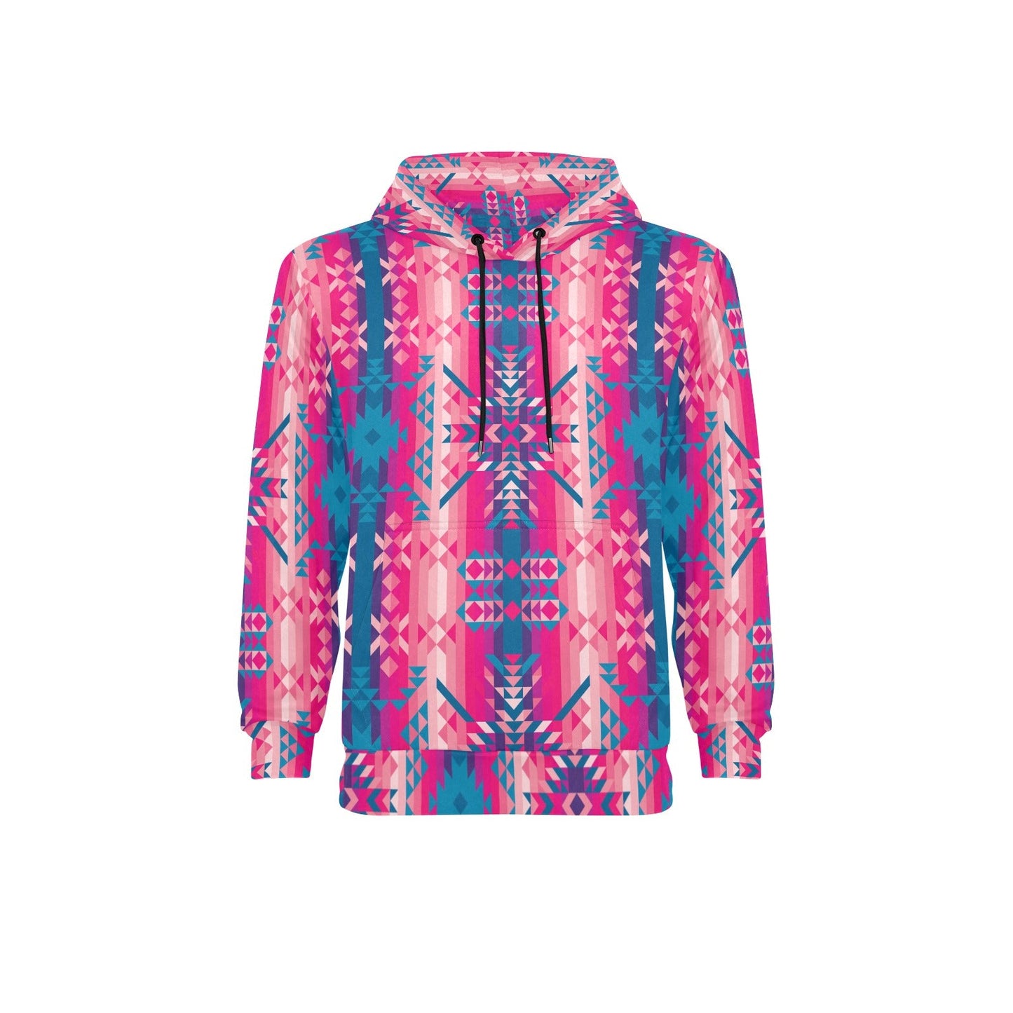 Desert Geo Blue Men's Long Sleeve Fleece Hoodie