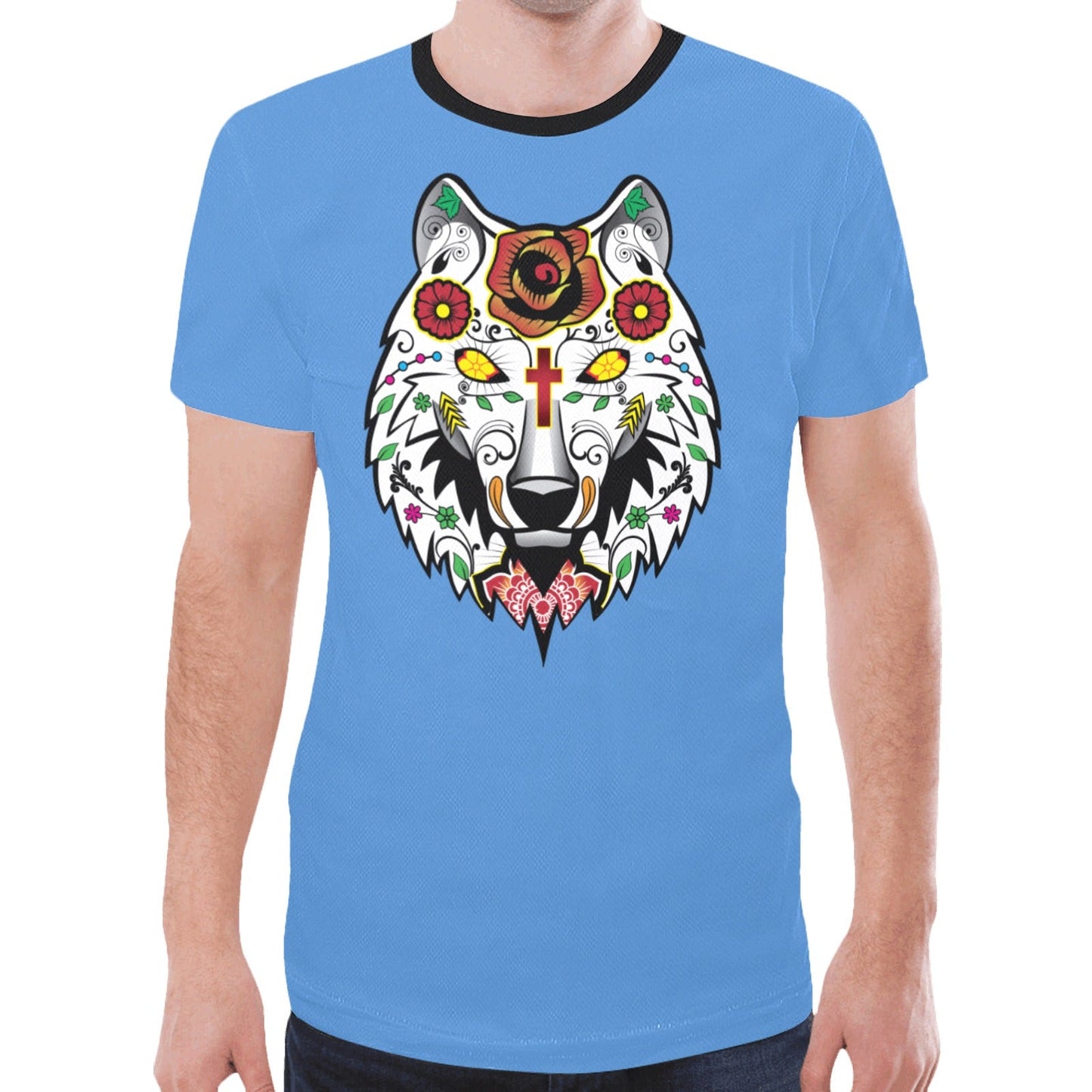 Wolf Spirit Guide Blue New T-shirt for Men