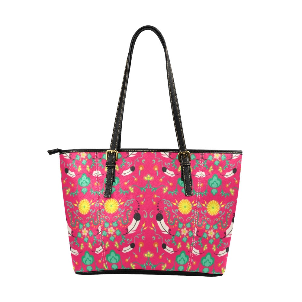 New Growth Pink Leather Tote Bag