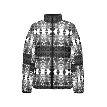 Load image into Gallery viewer, Writing on Stone Black and White Women&#39;s Stand Collar Padded Jacket
