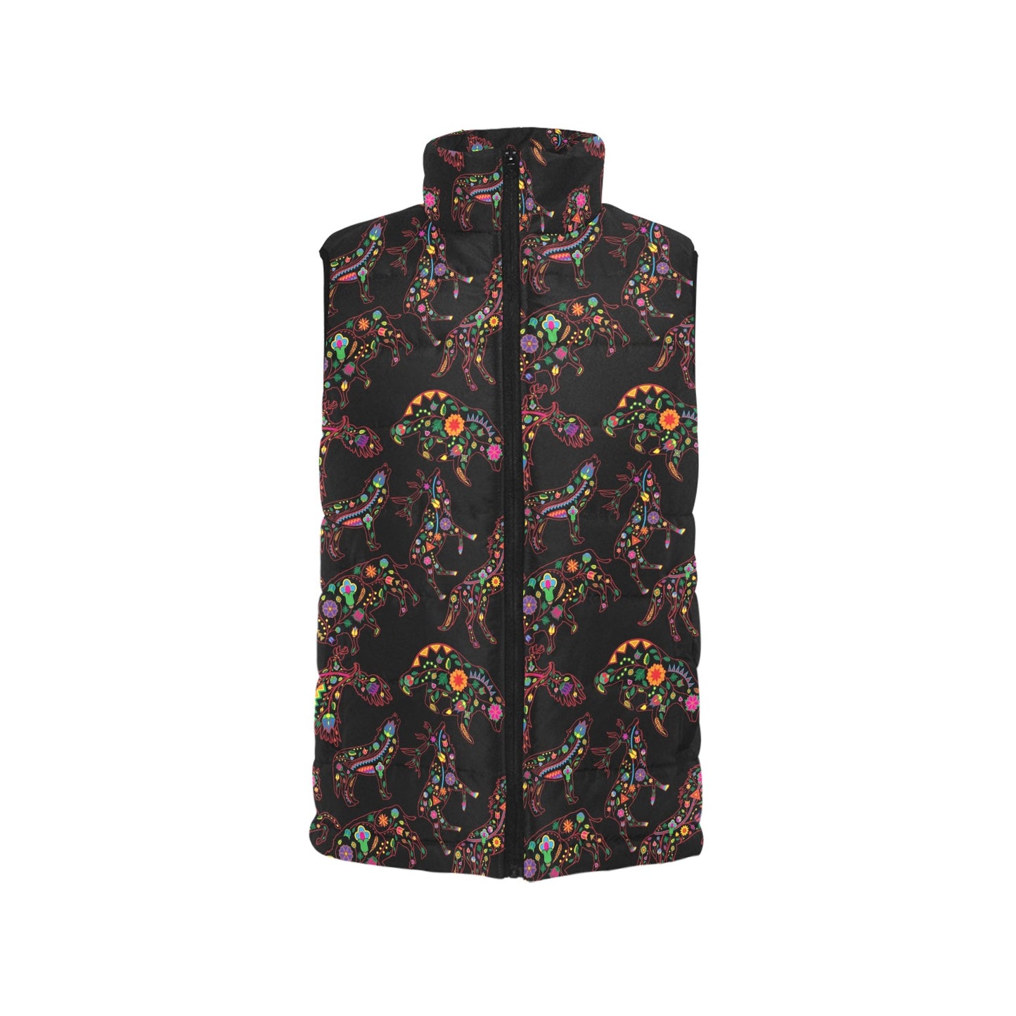 Neon Floral Animals Men's Padded Vest Jacket