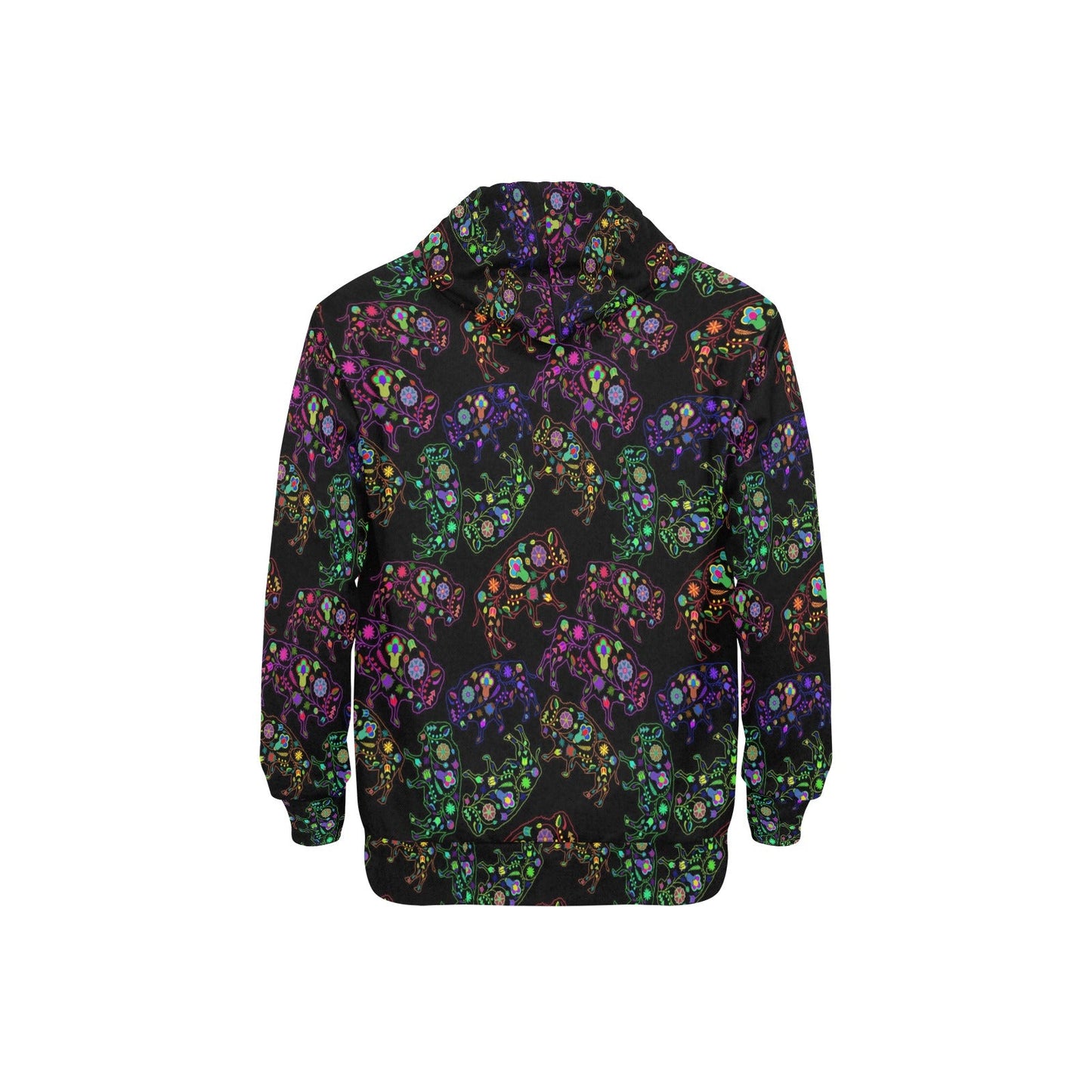 Neon Floral Buffalos Men's Long Sleeve Fleece Hoodie