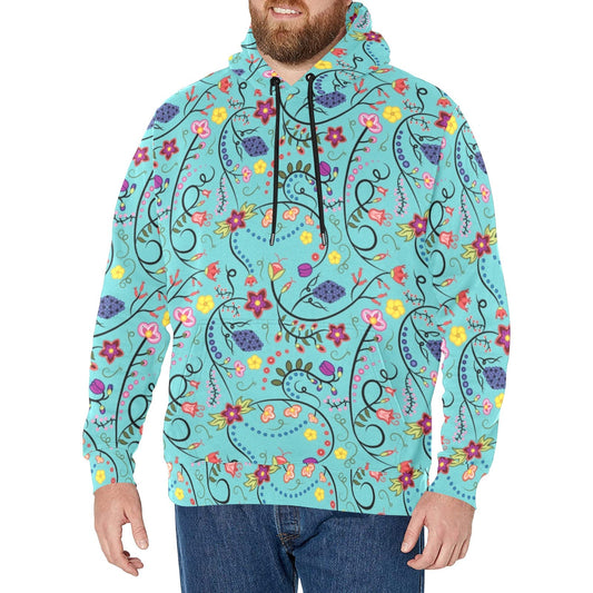 Fresh Fleur Sky Men's Long Sleeve Fleece Hoodie