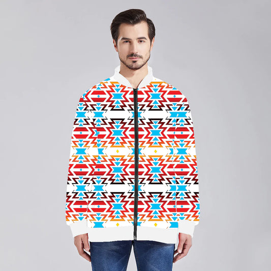 Fire Colors and Sky Zippered Collared Lightweight Jacket