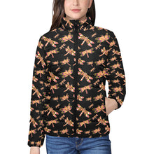 Load image into Gallery viewer, Gathering Yellow Black Women&#39;s Stand Collar Padded Jacket
