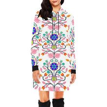 Load image into Gallery viewer, Floral Beadwork Four Clans White Hoodie Dress
