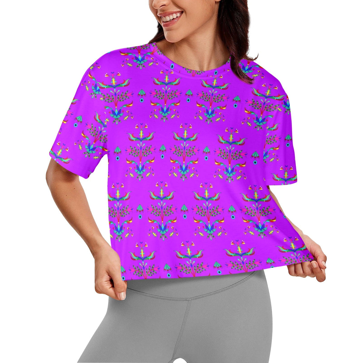 Dakota Damask Purple Crop Top