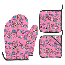 Load image into Gallery viewer, Blue Trio Bubblegum Oven Mitt &amp; Pot Holder
