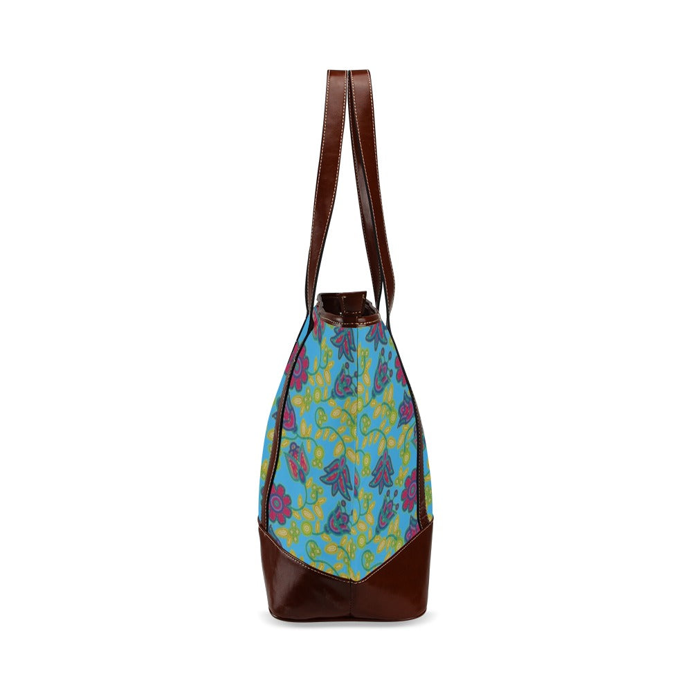 Beaded Nouveau Lime Tote Handbag