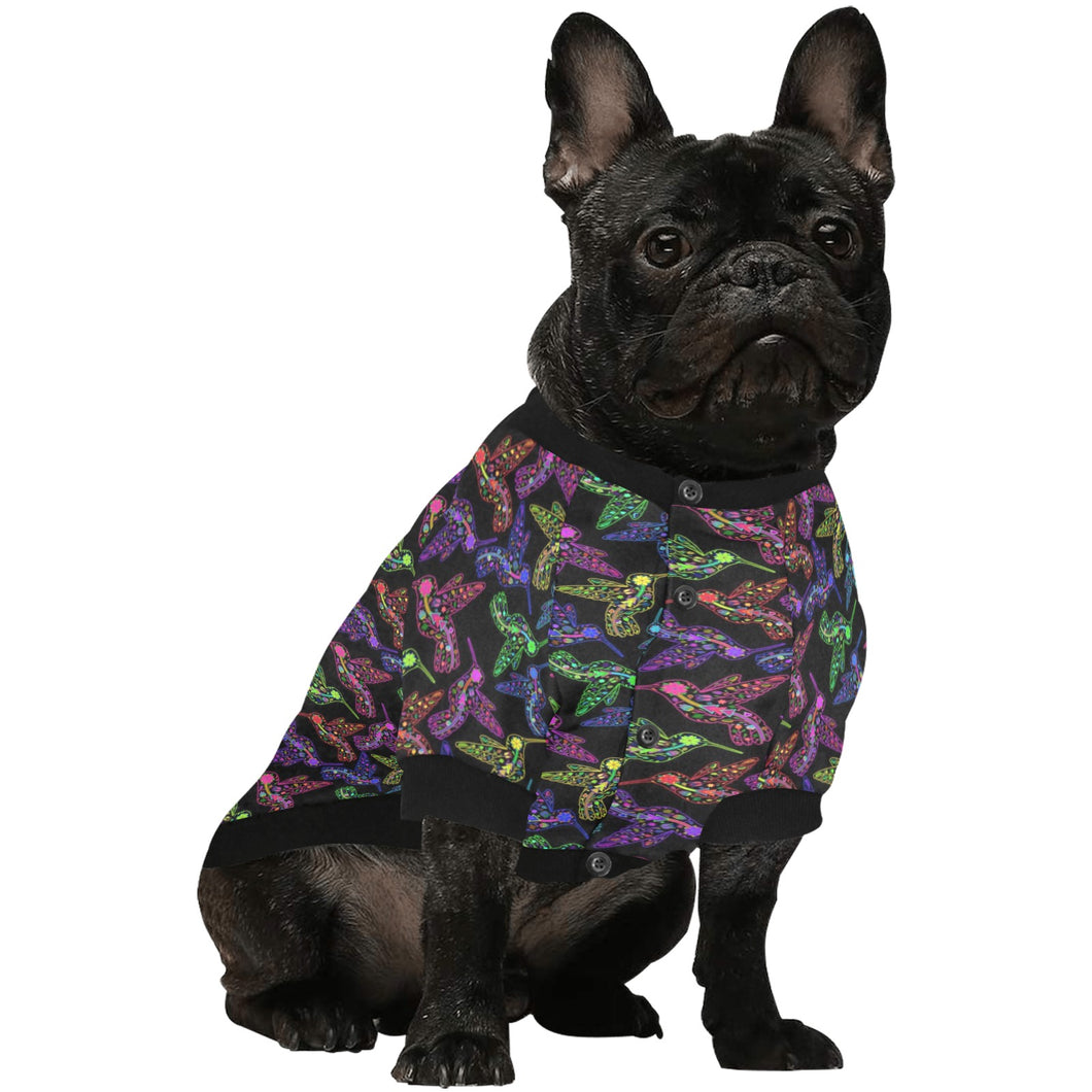 Neon Floral Hummingbirds Pet Dog Round Neck Shirt