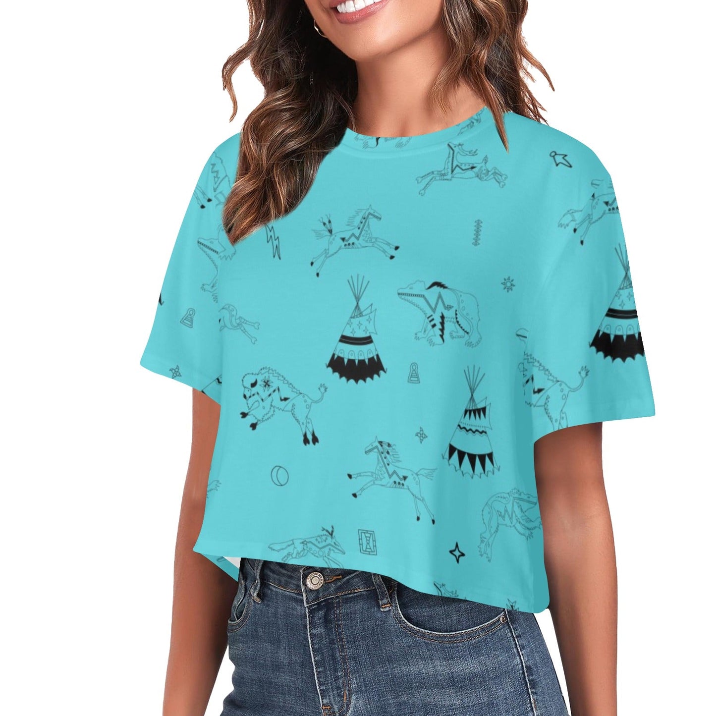 Ledger Dabbles Turquoise Crop top