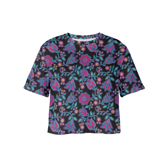 Beaded Nouveau Coal Crop Top