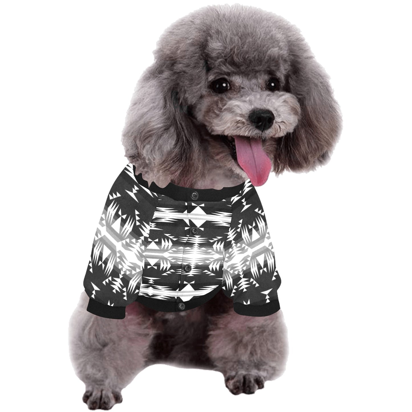 Between the Mountains Black and White Pet Dog Round Neck Shirt