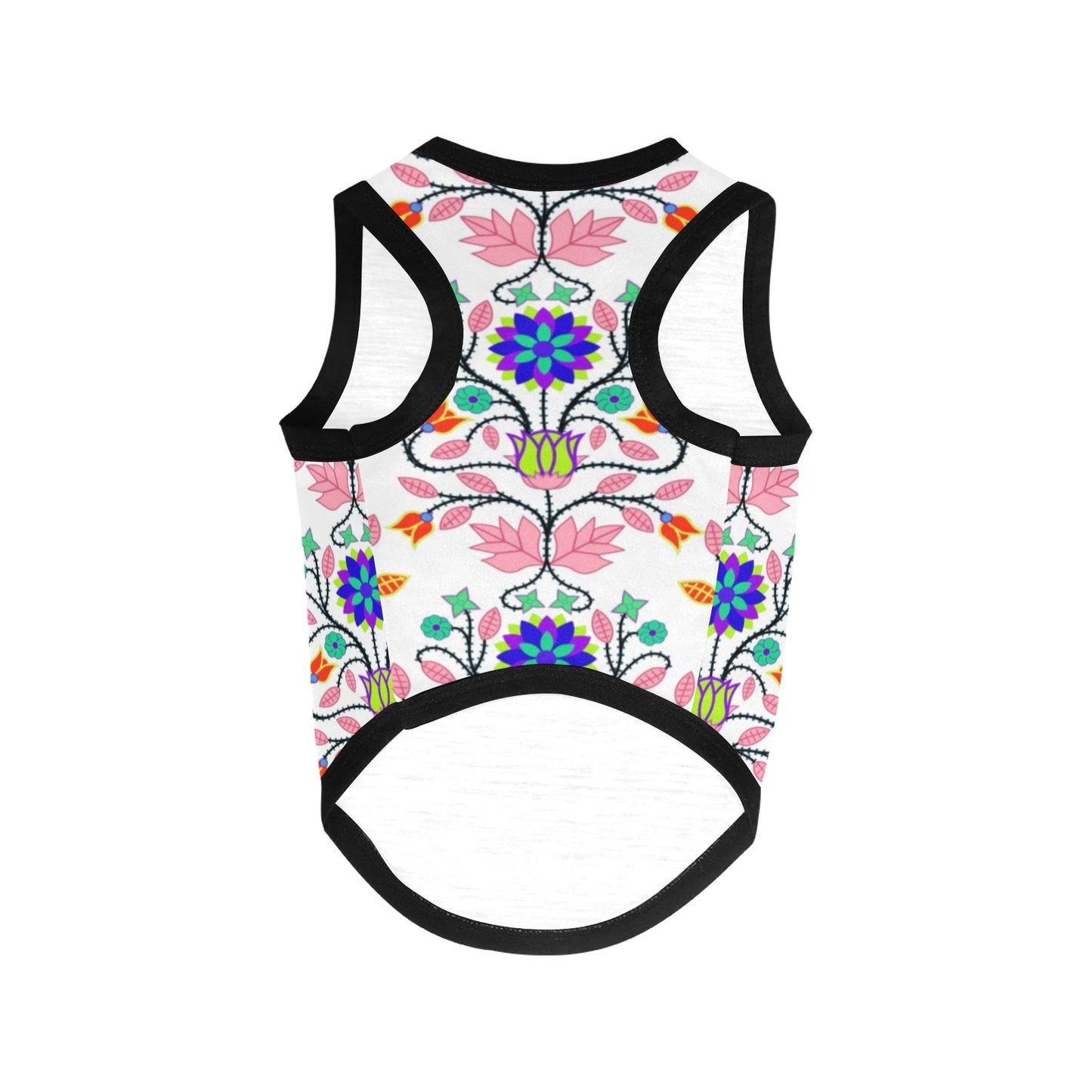 Floral Beadwork Four Clans White Pet Tank Top