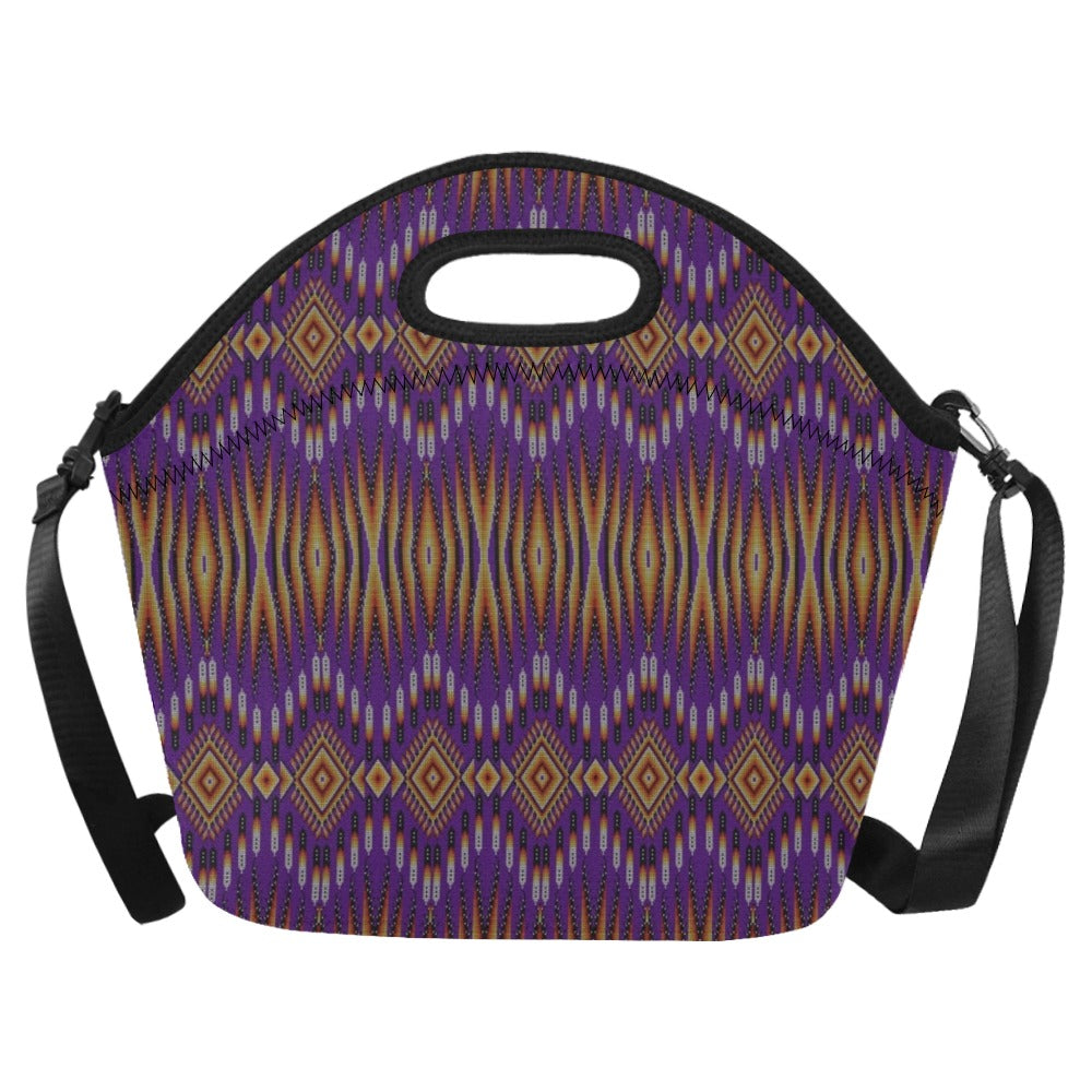 Fire Feather Purple Neoprene Lunch Bag/Large