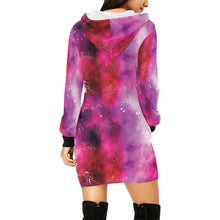 Load image into Gallery viewer, Animal Ancestors 8 Gaseous Clouds Pink and Red Hoodie Dress
