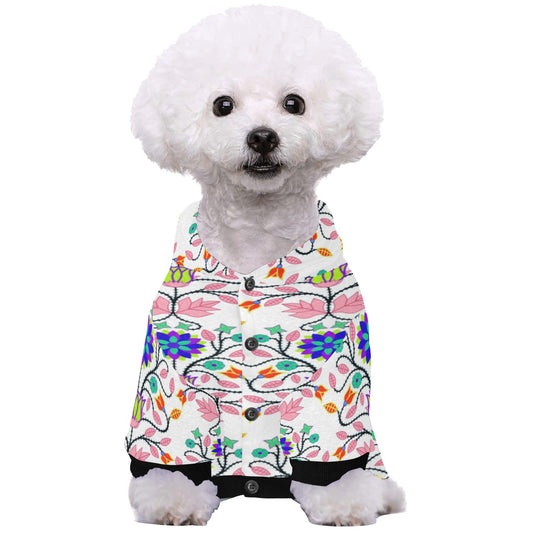 Floral Beadwork Four Clans White Pet Dog Hoodie