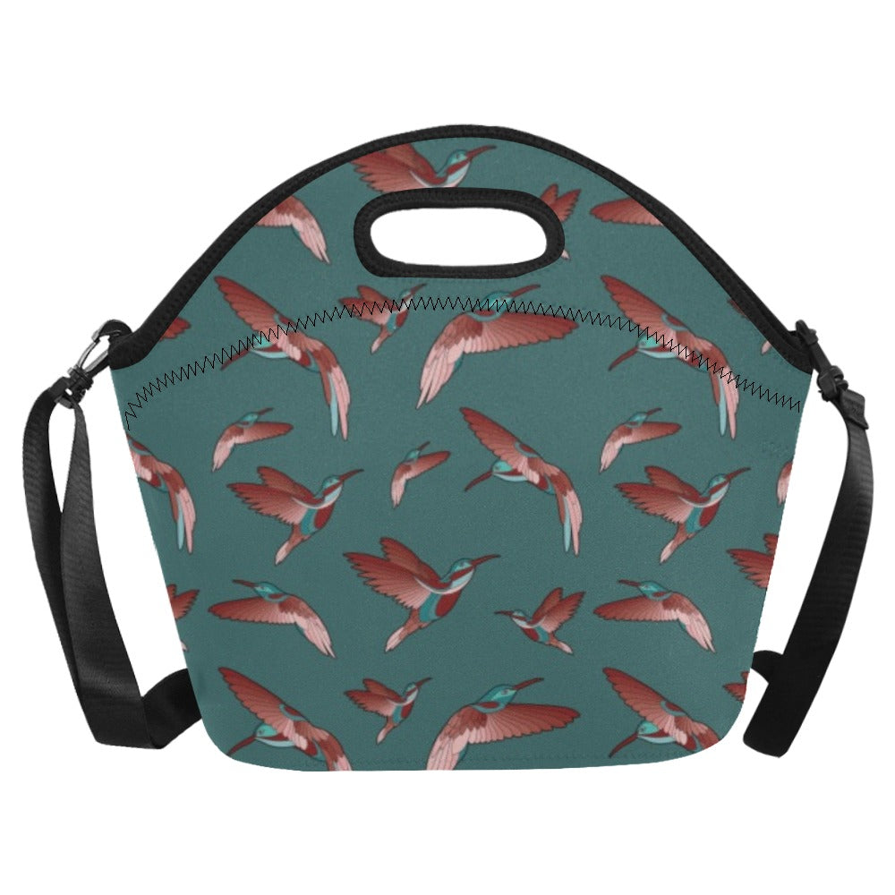 Red Swift Turquoise Neoprene Lunch Bag/Large