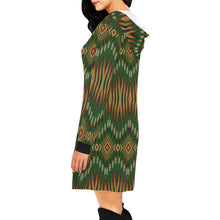 Load image into Gallery viewer, Fire Feather Green Hoodie Dress
