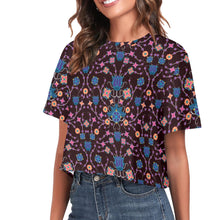 Load image into Gallery viewer, Floral Damask Purple Crop Top
