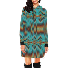 Load image into Gallery viewer, Fire Feather Turquoise Hoodie Dress
