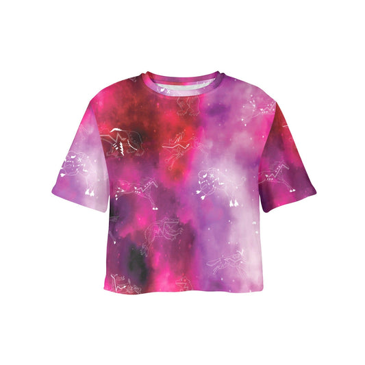Animal Ancestors 8 Gaseous Clouds Pink and Red Crop Top