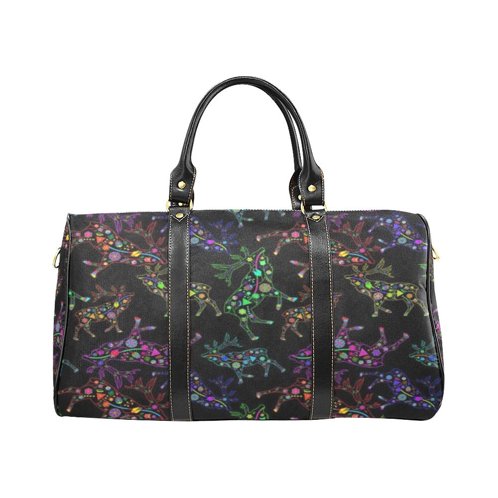 Neon Floral Elks New Waterproof Travel Bag/Small