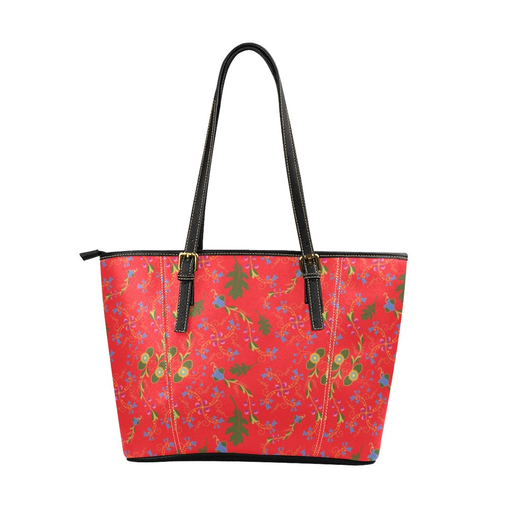 Vine Life Scarlet Leather Tote Bag