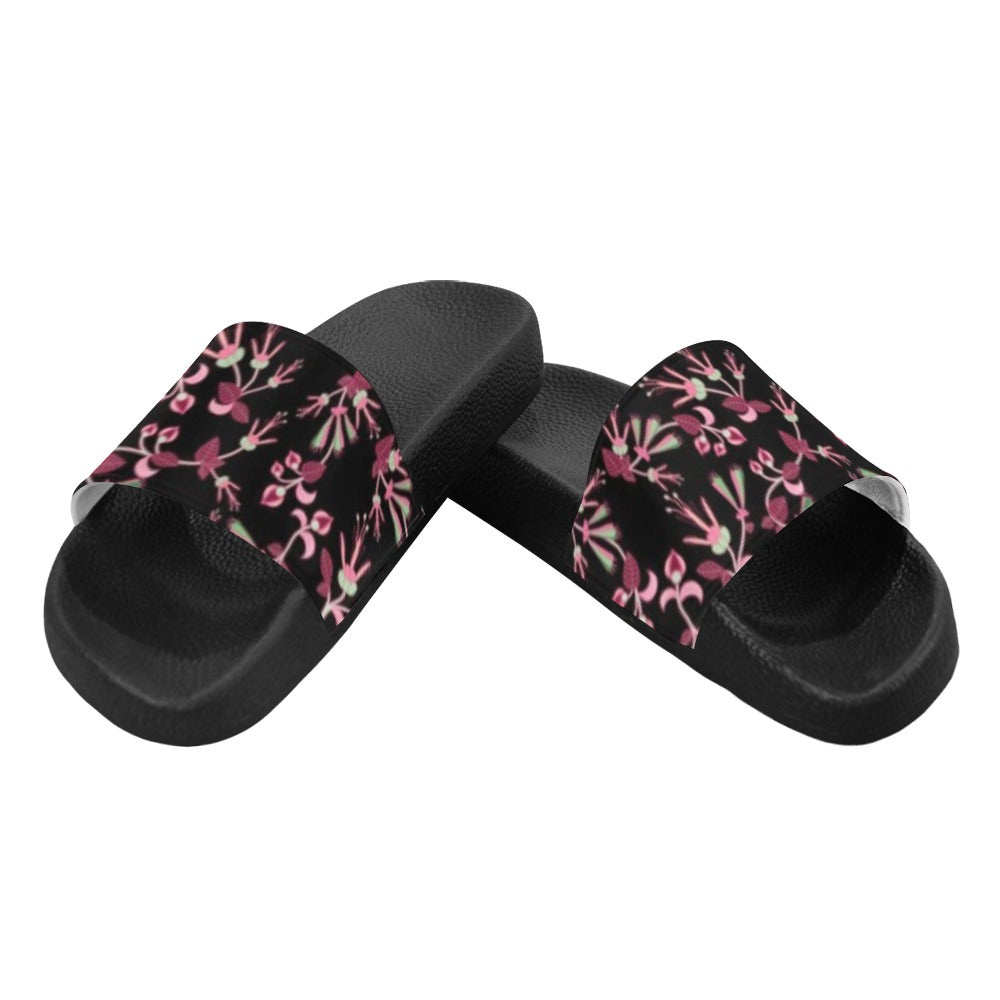 Floral Green Black Women's Slide Sandals