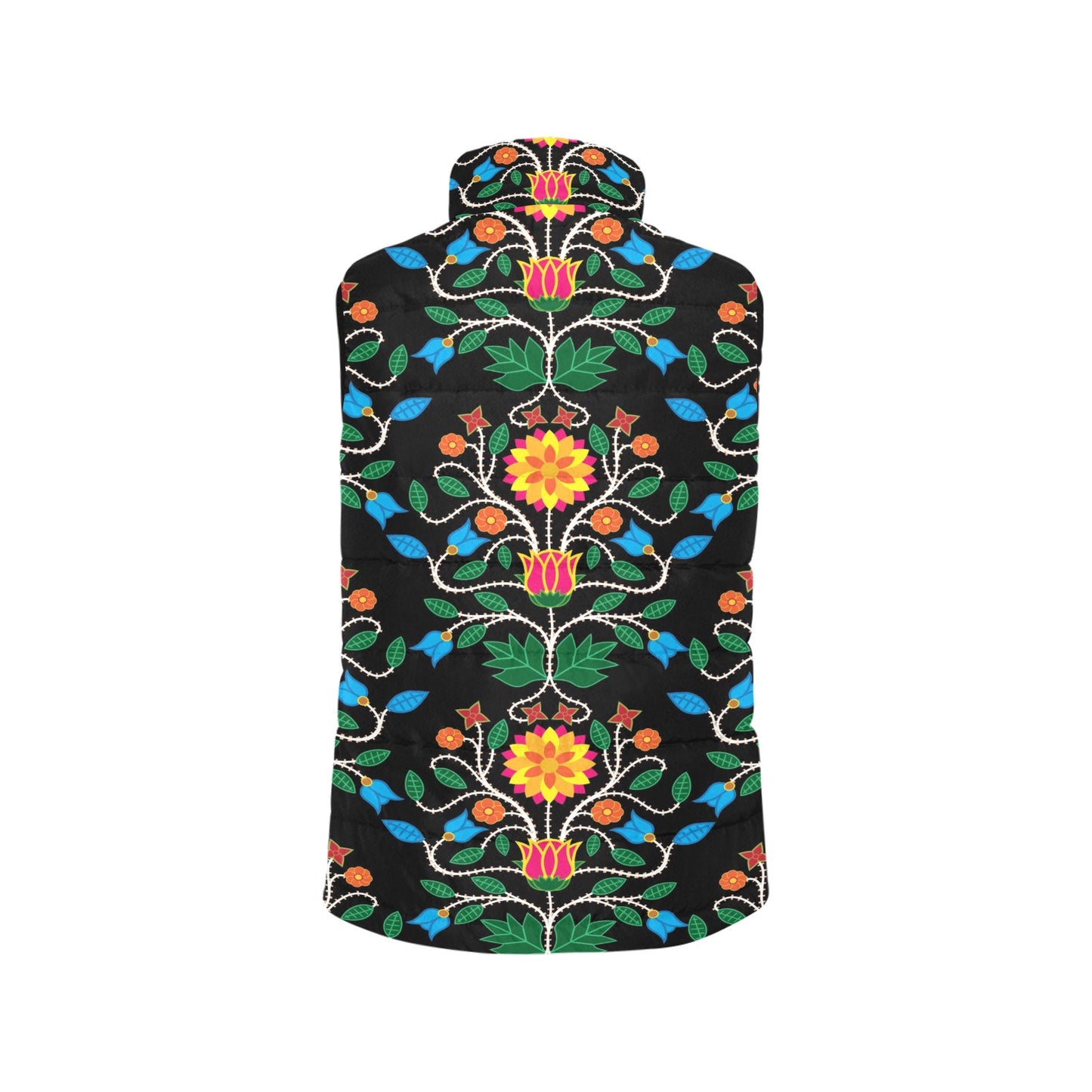 Floral Beadwork Four Clans Women's Padded Vest Jacket