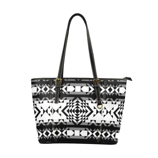 Black Rose Blizzard Leather Tote Bag