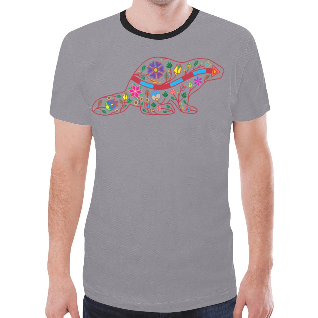 Floral Beaver Spirit Guide (Dark Gray) New T-shirt for Men