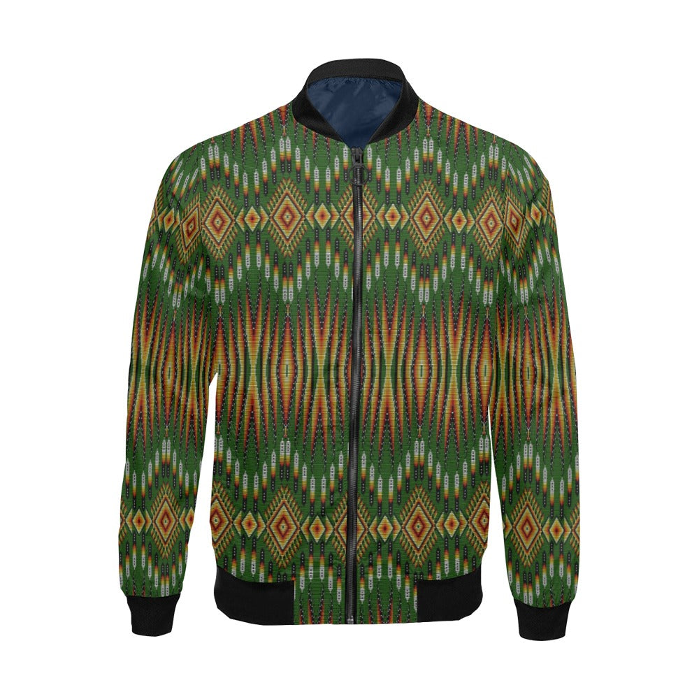 Fire Feather Green Bomber Jacket for Men