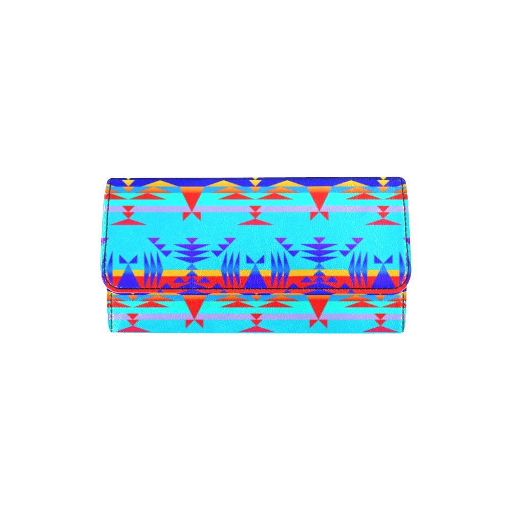 Between the Mountains Blue Women's Trifold Wallet