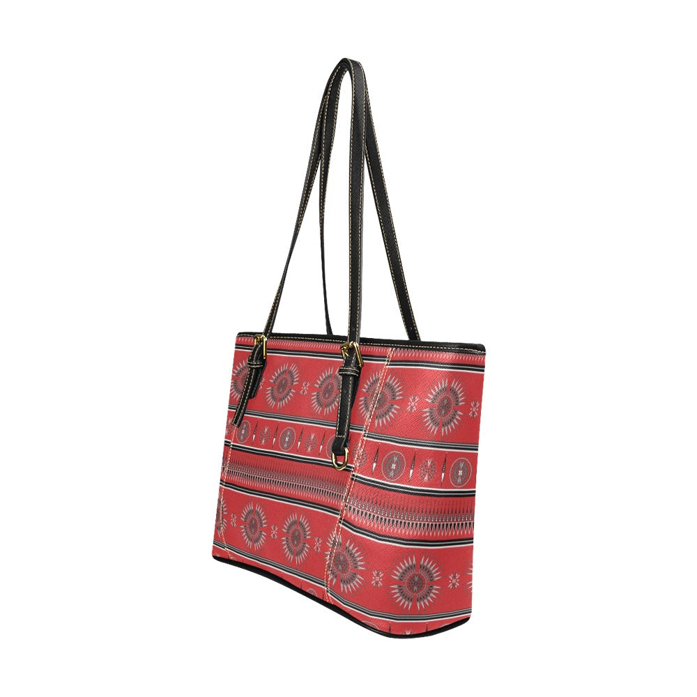 Evening Feather Wheel Blush Leather Tote Bag