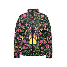 Load image into Gallery viewer, Floral Bearpaw Pink and Yellow Women&#39;s Stand Collar Padded Jacket
