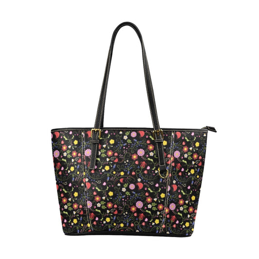 Nipin Blossom Midnight Leather Tote Bag