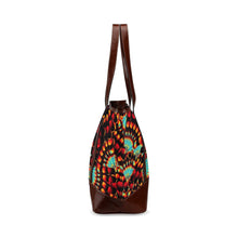 Load image into Gallery viewer, Hawk Feathers Fire and Turquoise Tote Handbag
