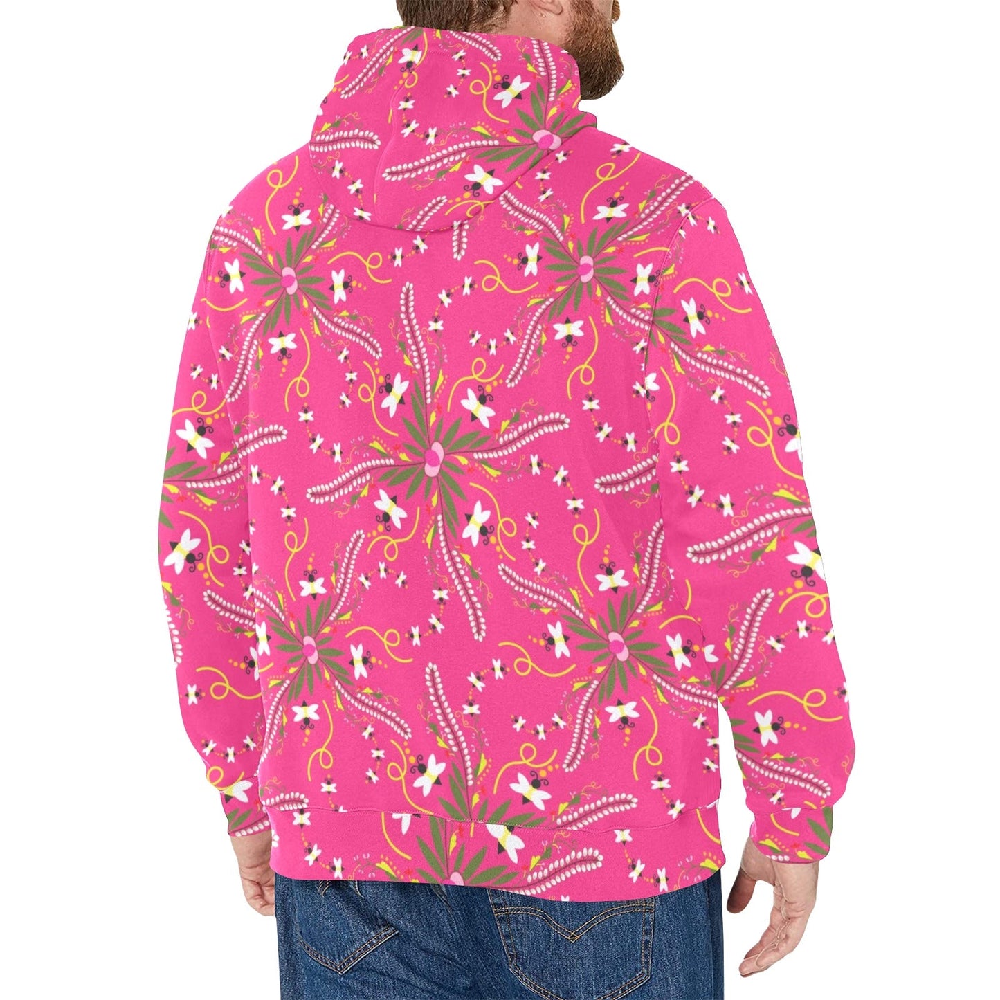 Willow Bee Bubblegum Men's Long Sleeve Fleece Hoodie