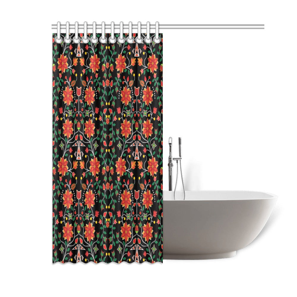 Floral Beadwork Six Bands Shower Curtain 60"x72"