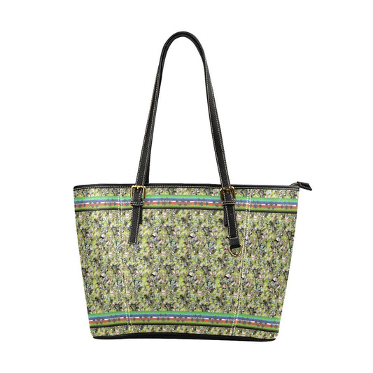 Culture in Nature Green Leaf Leather Tote Bag