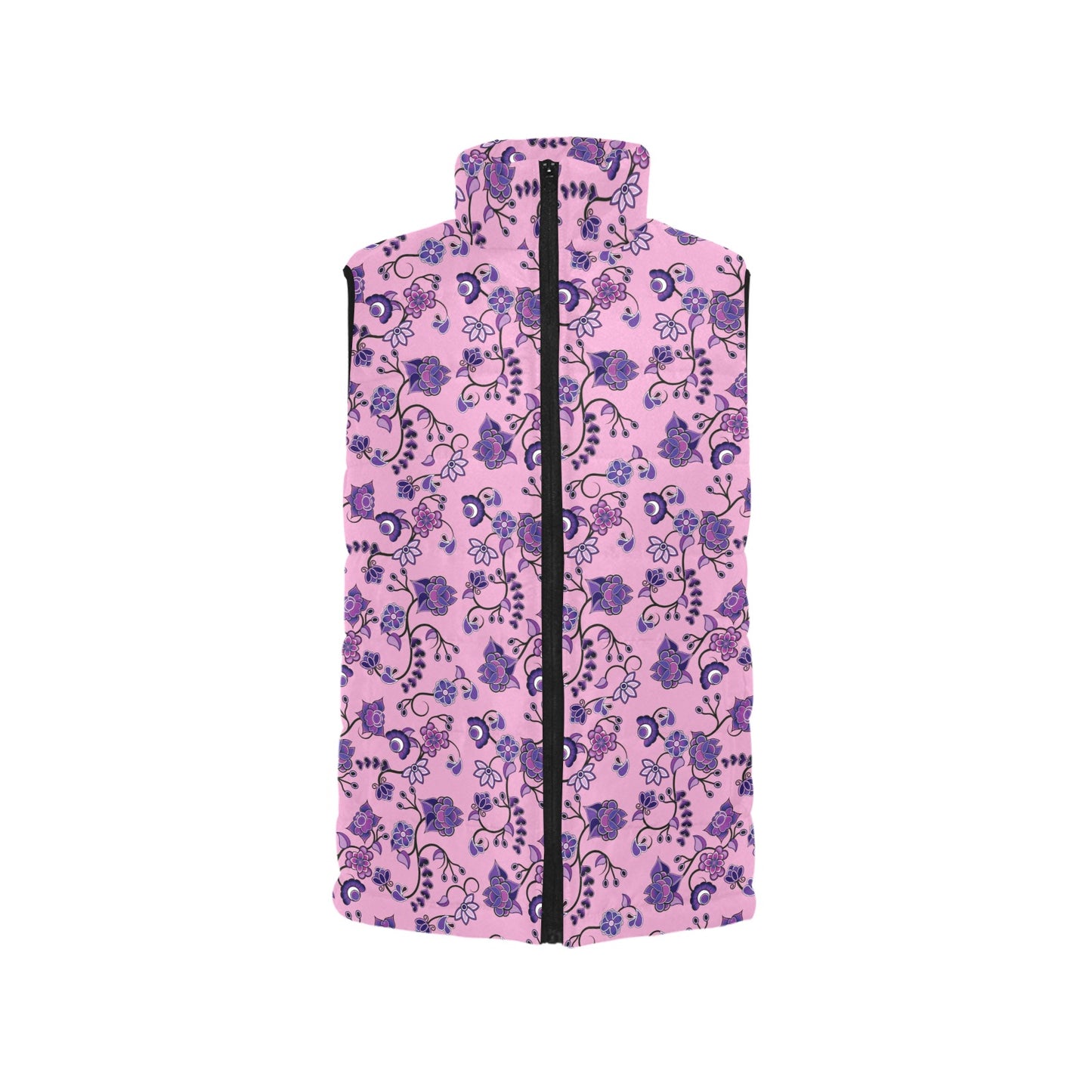 Purple Floral Amour Women's Padded Vest Jacket