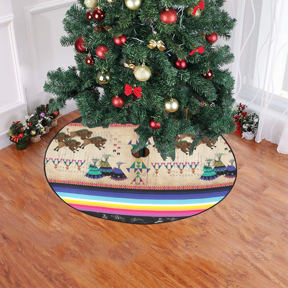 Buffalos Running Black Sky Tree Skirt