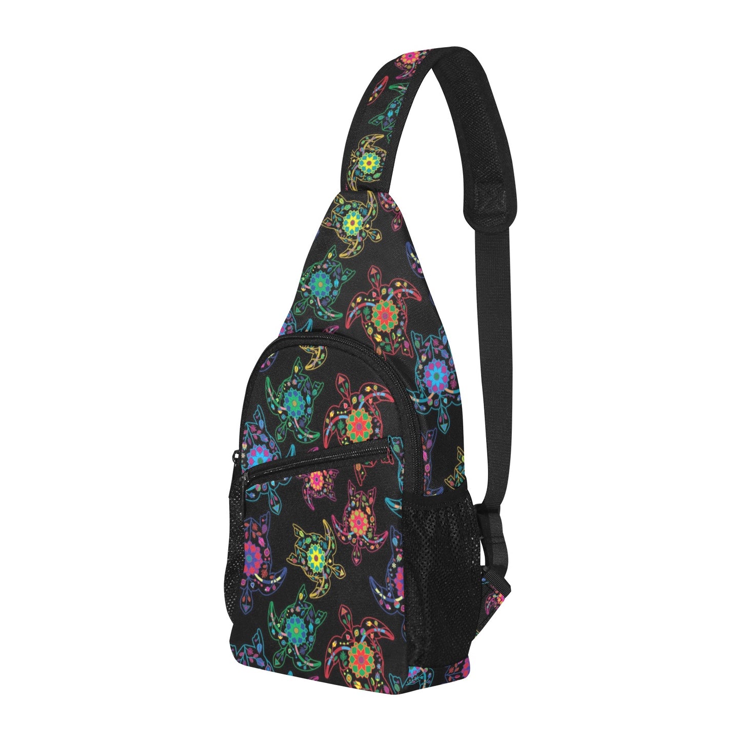 Neon Floral Turtles Chest Bag