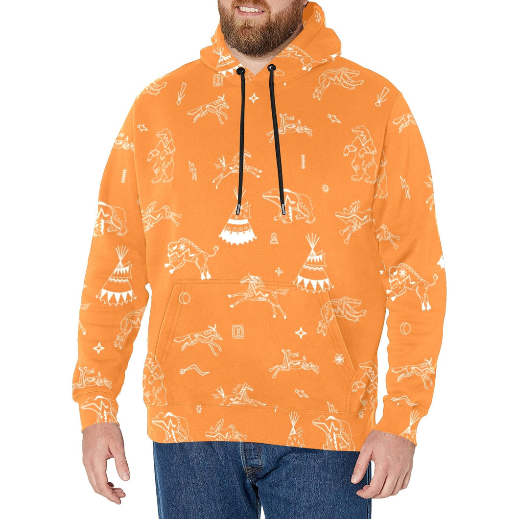 Ledger Dables Orange Men's Long Sleeve Fleece Hoodie