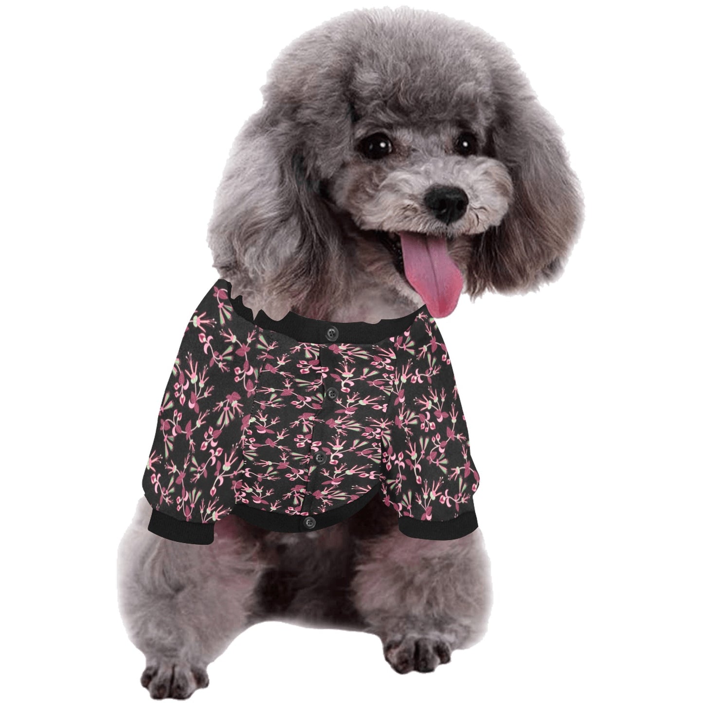 Floral Green Black Pet Dog Round Neck Shirt